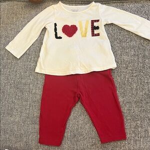 6-9M First Impressions White and Red Love Baby Girl Set